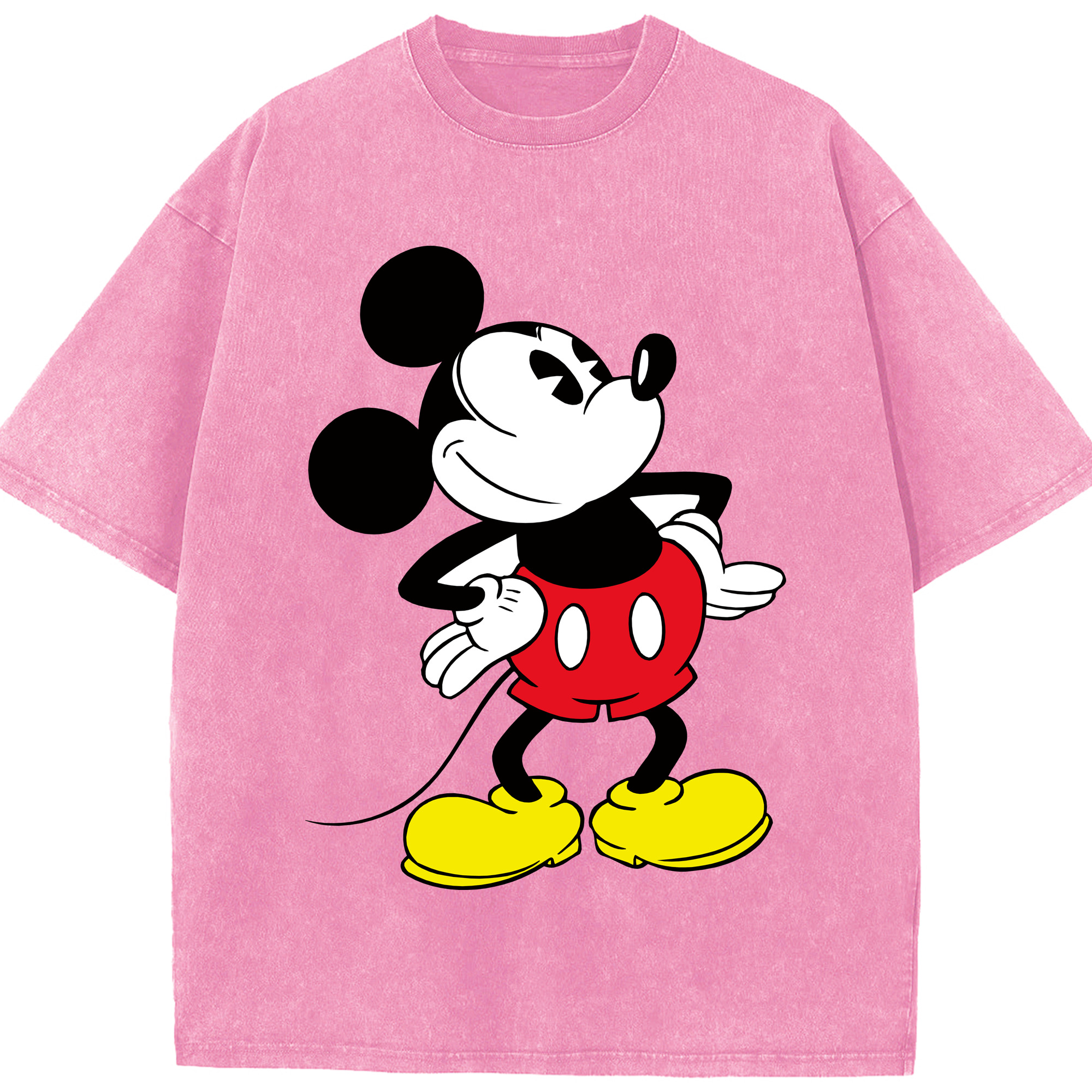 （画像用） ミッキーマウス Mickey Mouse 綿100% ヴィンテージ風 半袖Tシャツ（フロントプリント）